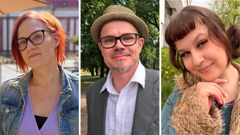 Kolmen opinnäytetyöpalkinnon saajan kesäiset kuvat.