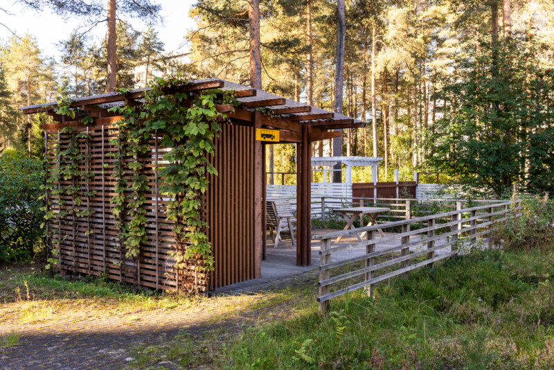 Terassialuetta metsäisessä ympäristössä.