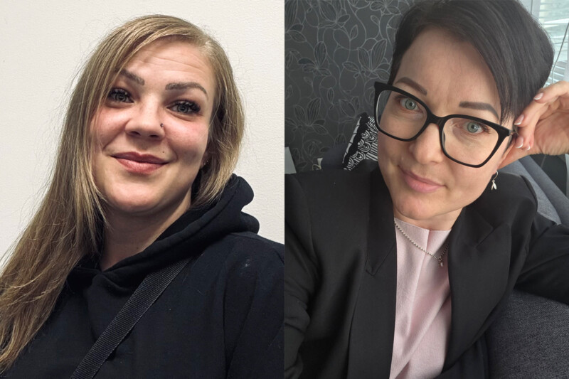Kahden naisen kuvat vierekkäin. Vasemmalla vaalea pitkätukkainen nainen hymyilee, oikealla puolella ystävällisennäköisellä tummatukkaisella naisella on silmälasit.